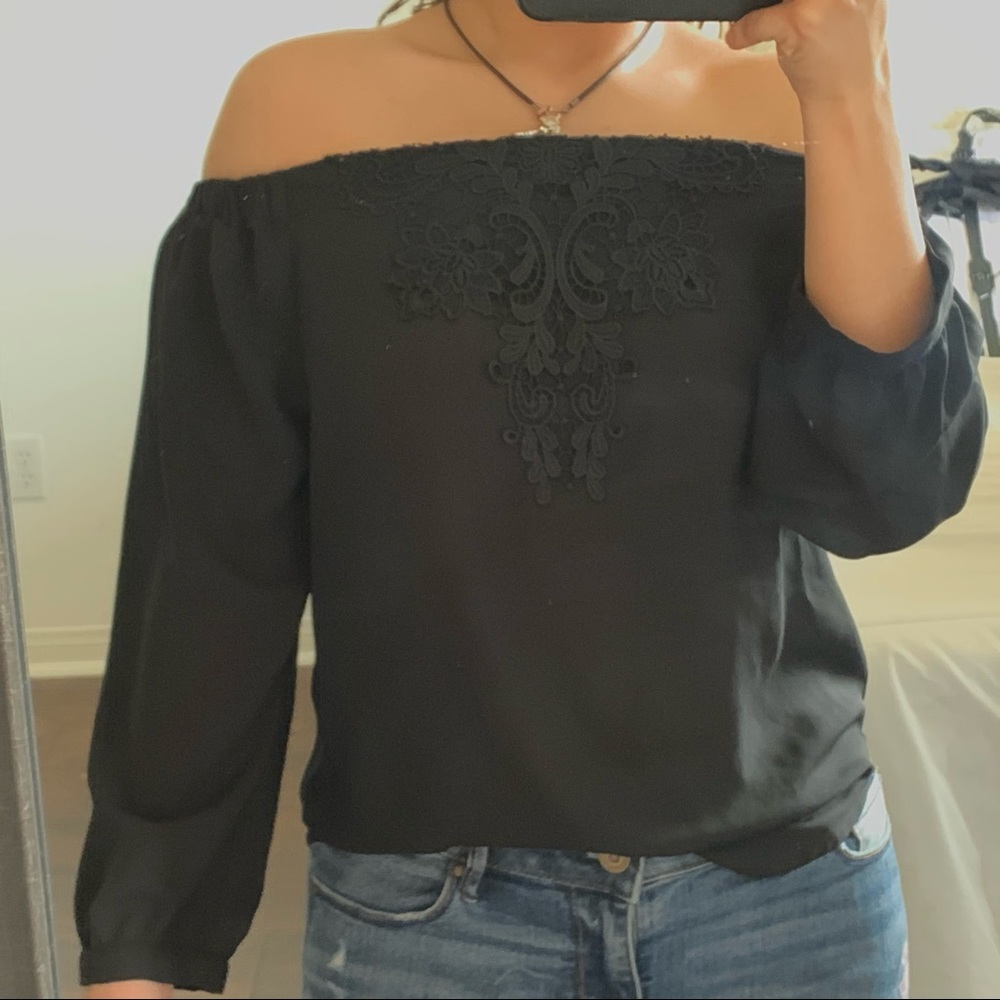 Black over the shoulder top